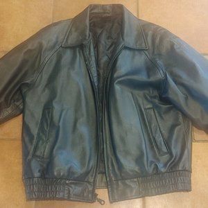 Cambridge Classics Men's MED Genuine Black Leather Bomber Biker Jacket